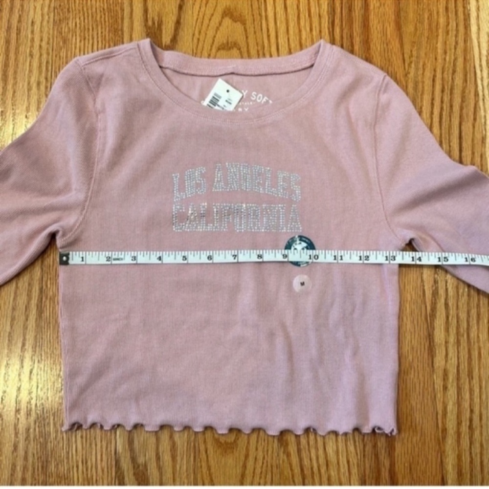 NWT Aeropostale Long Sleeve Baby Tee-Pink, Size Medium - Picture 5 of 7
